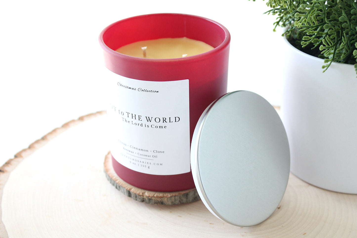 Joy to the World Christmas Beeswax Candle : Citrus & Cinnamon Scented